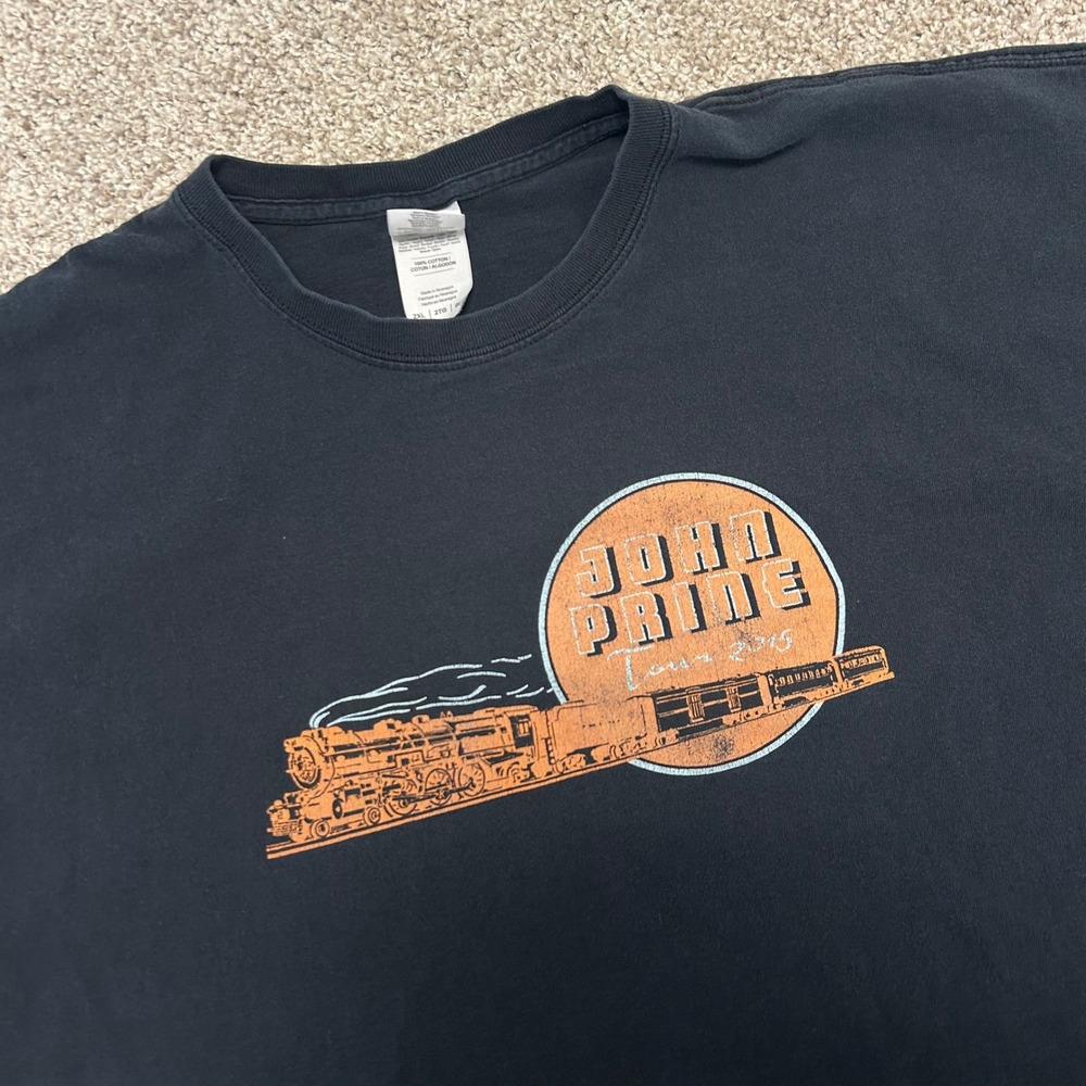 John Prine Tour 2015 Band Tshirt Men Size 2XL Black Double Sided Music Country